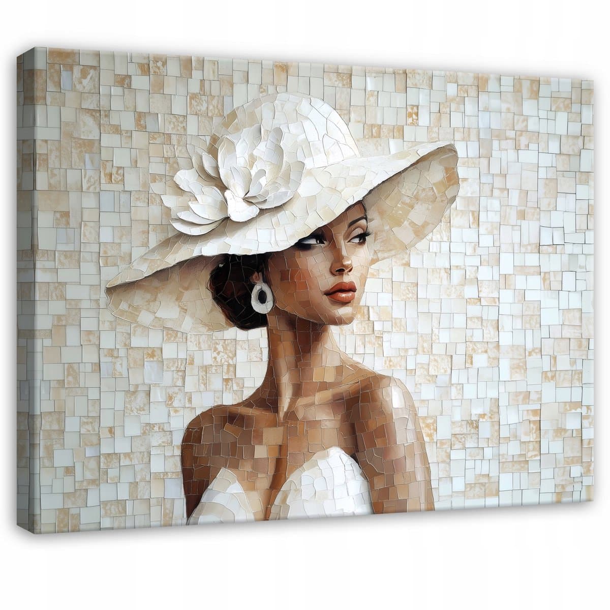 WALLARENA - Schilderij op canvas - 120x80 cm - Abstractie van een vrouw met hoed - Geschikt voor slaapkamer en woonkamer