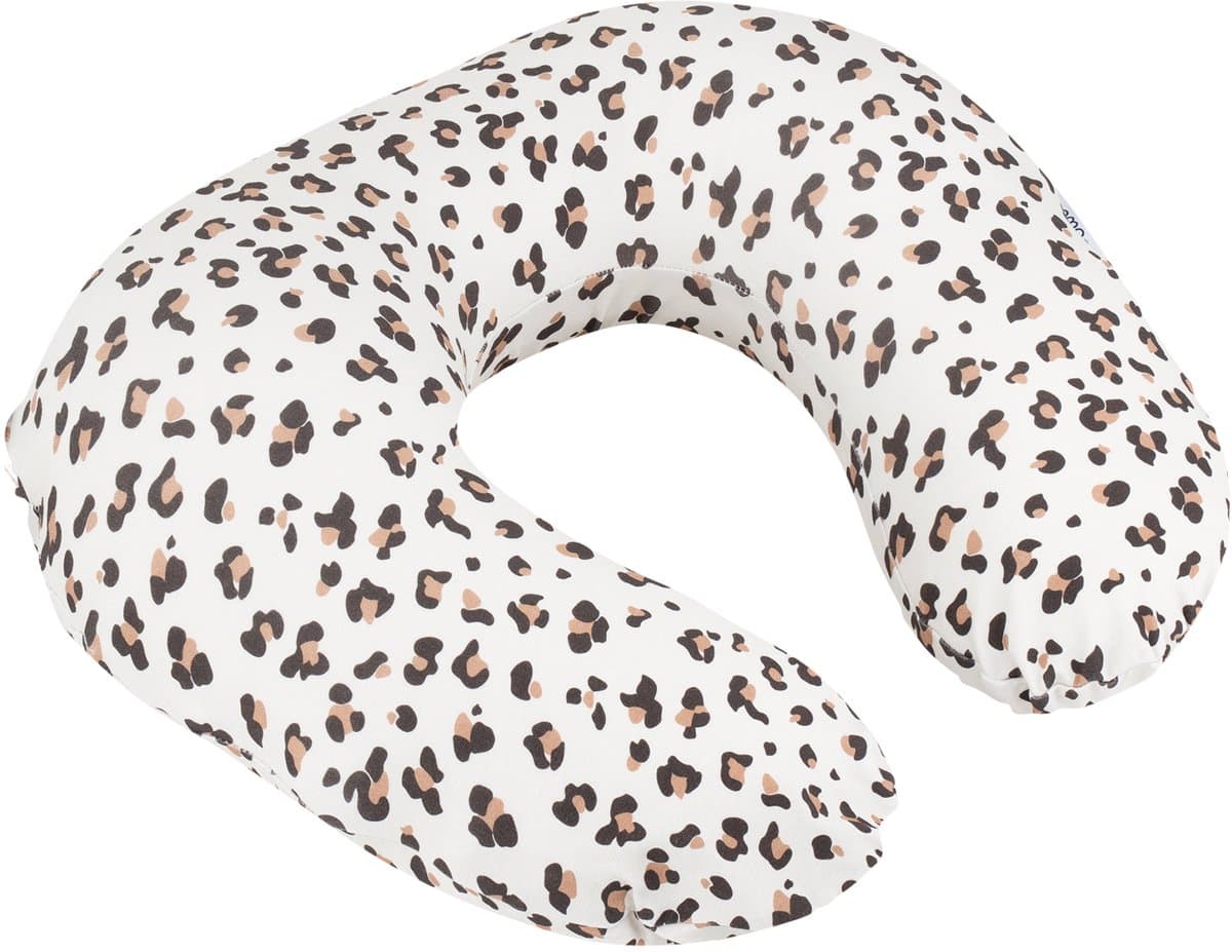 doomoo Softy - Voedingskussen & Nursing Pillow - Ergonomisch - Microkorrels - Biologisch katoen - Compact - Leopard Cream