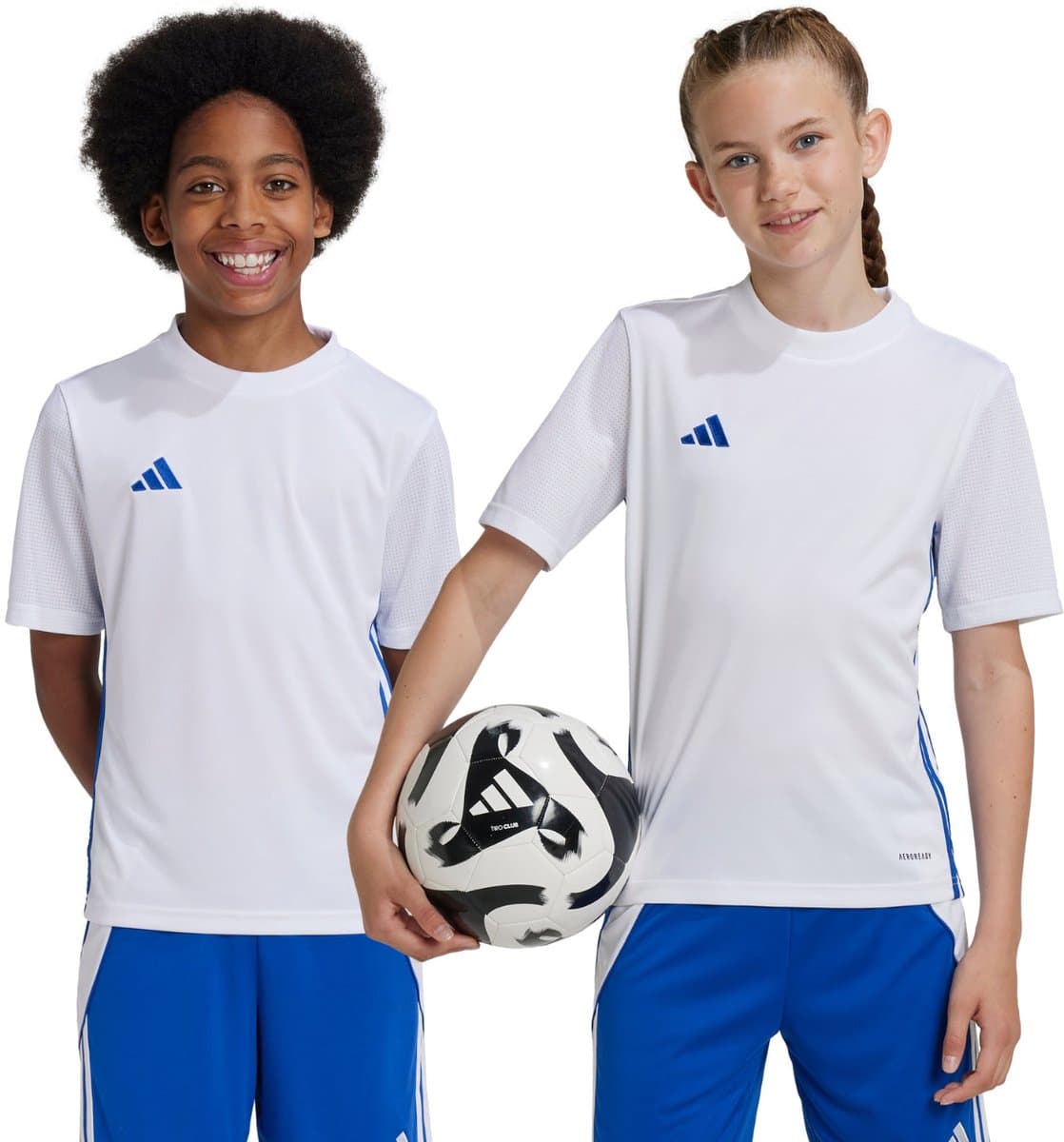 adidas T-shirt Kinderen Tabela 23 Jersey Wit-Blauw - Maat 128cm