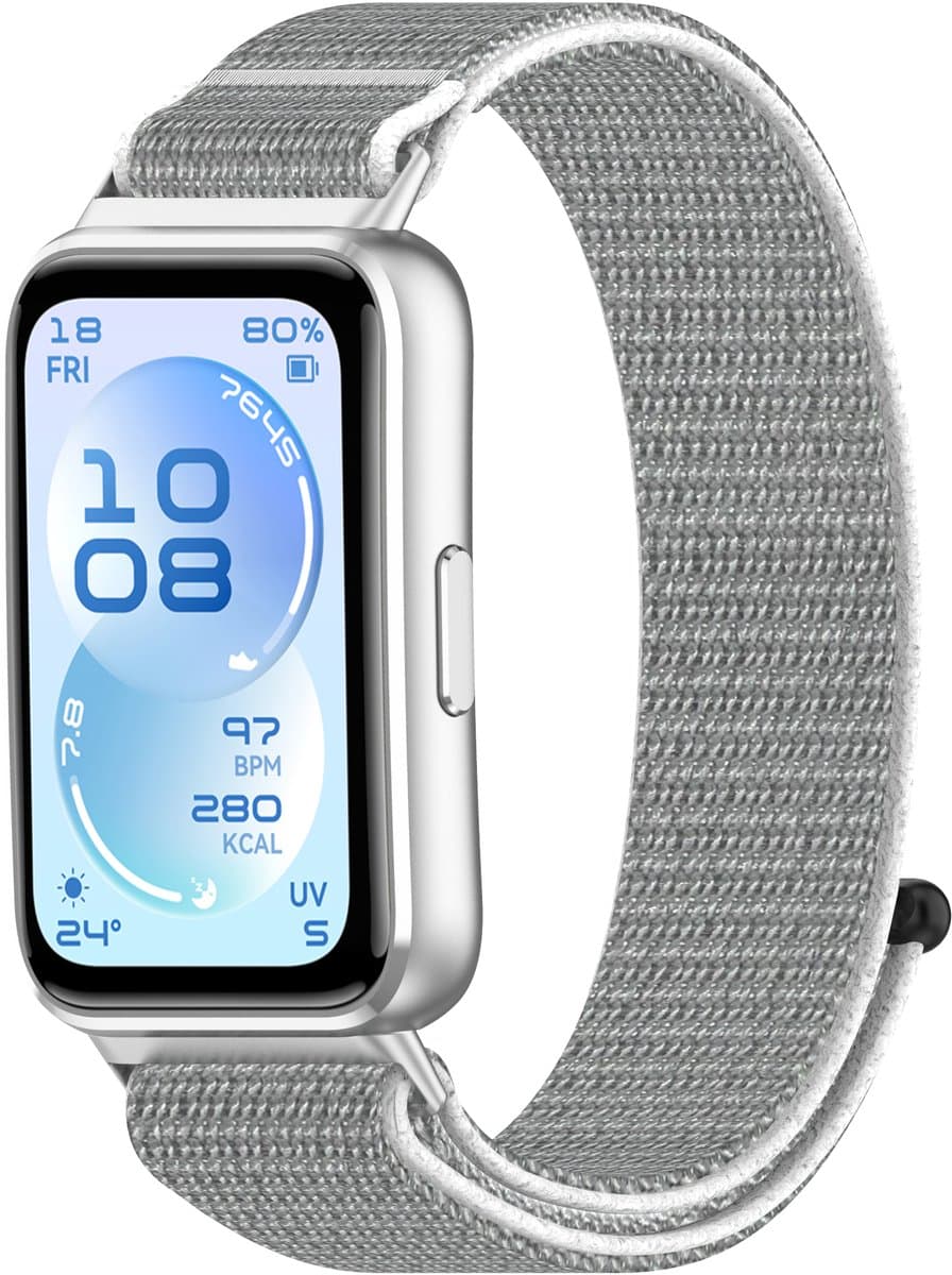 Stravo Nylon Sportbandje met Klittenband – Geschikt voor Huawei Band 11 / Band 11 Pro – Ademend & Comfortabel – Wit