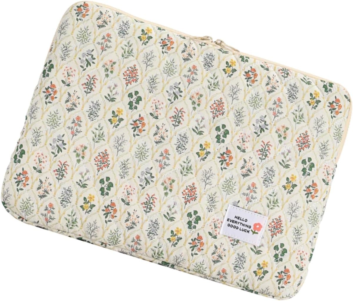 Laptoptas Bloemen - Laptophoes Beschermend - School en Reizen - Multifunctionele Opbergruimte - 35x26x3cm - Groene Bloemen