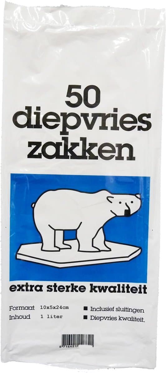 Diepvrieszakken 1L - Bewaarzakken - Voedsel Invriezen - Sterk Materiaal - 50 Stuks