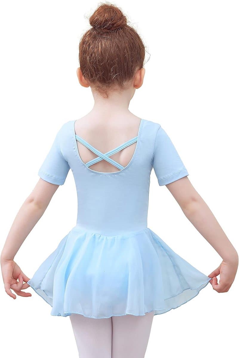 Balletjurk Kinderen - Danspakje Turnpakje - Dansen Ballet Gymnastiek - Zachte Katoen Chiffon Rok - 100-150cm Leeftijd 2-11