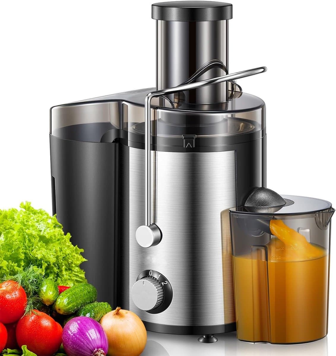 Royalty Line® PJ19001 Sapcentrifuge - Juicer Voor Groenten & Fruit - Juicers Met 1500ml Pulpcontainer & 450ml Sapbeker - 3 Snelheden - 700W - RVS