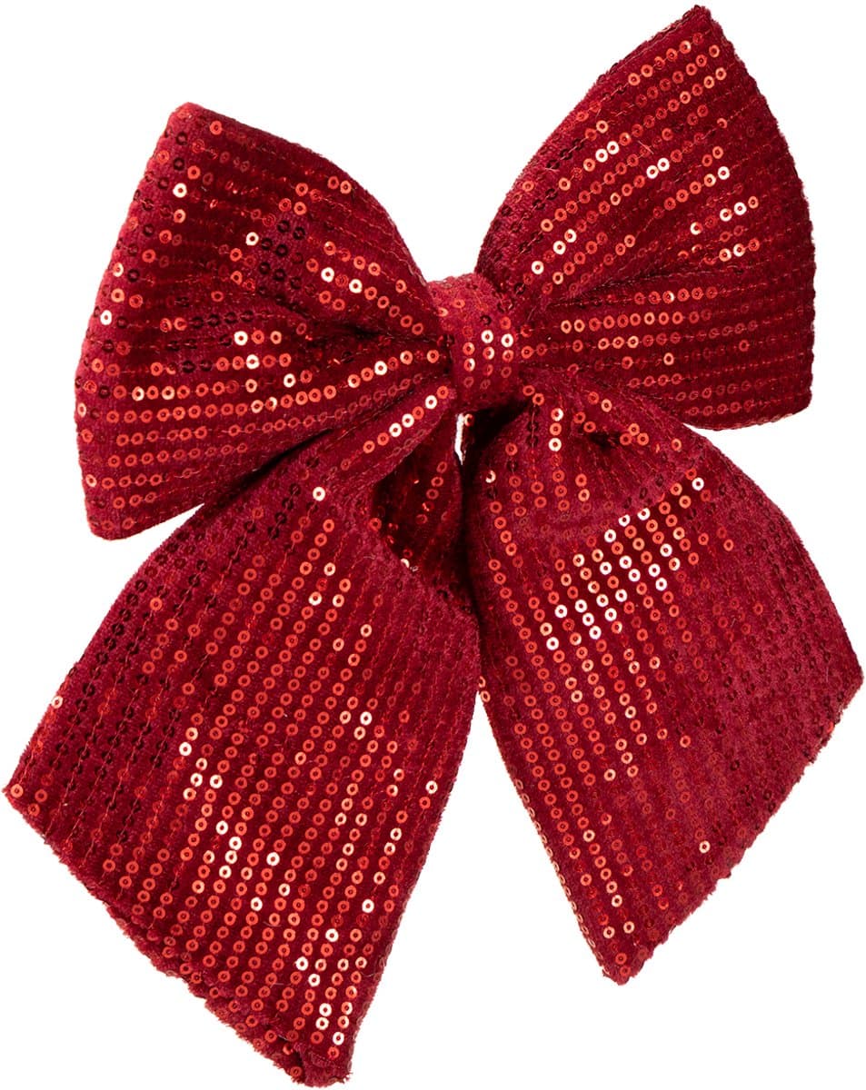 Grote fluwelen strik met pailletten donkerrood 20×22cm 2 stuks, 2 Stüc
