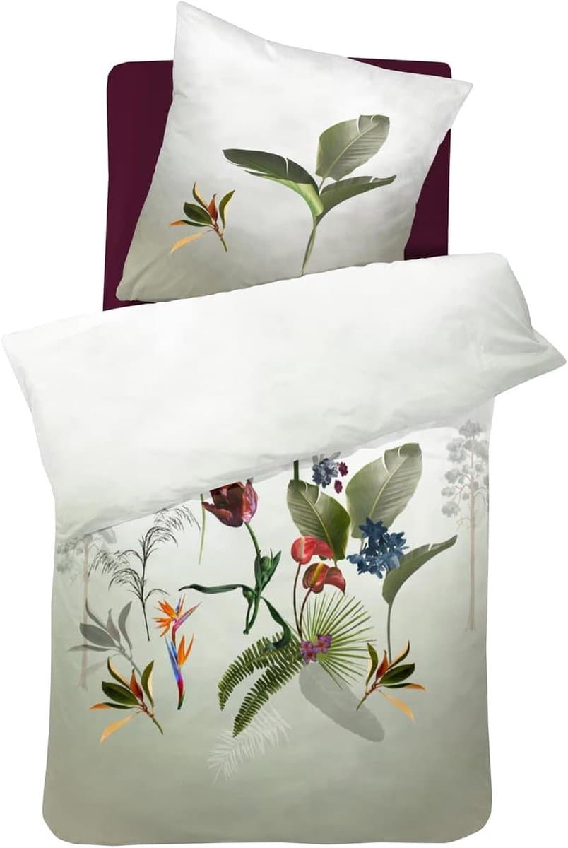 Dekbedovertrek Set - Beddengoed - Slaapkamer Decoratie - Biologisch Katoen Satijn - 155x220cm - Groen