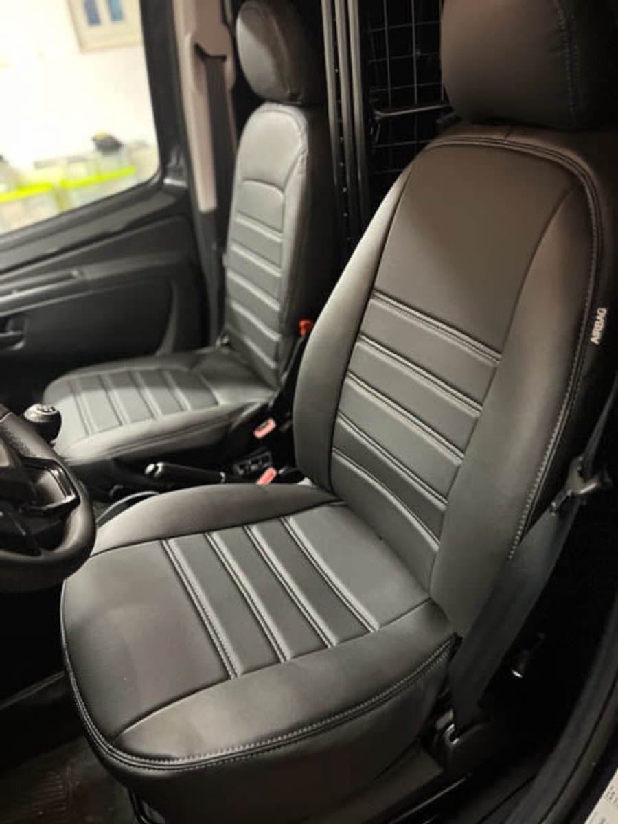 Pasvorm stoelhoezen Fiat Fiorino 2008-heden (past in versie met klapstoel rechts) - Kunstleer zwart