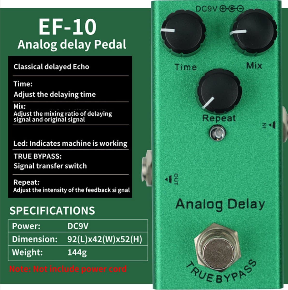 Knobbout Music United, Analoog Chorus Elektrisch Gitaarpedaal - Warme, klassieke chorus-klank met analoge diepte,Groen