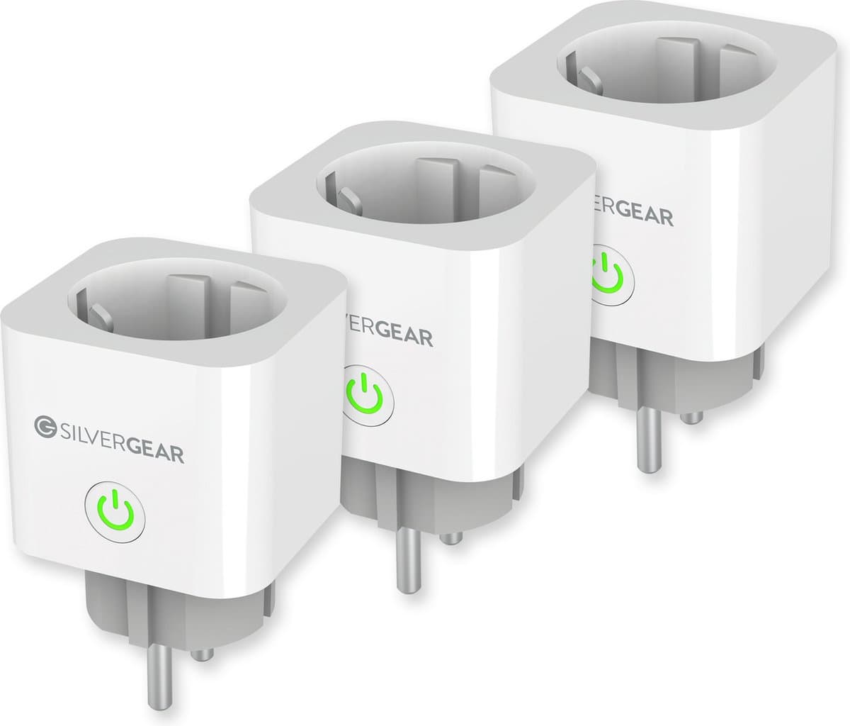 Silvergear Slimme Stekker met Energiemeter - Slimme Verlichting - Smart Plug - Google Home - 3x - Wit
