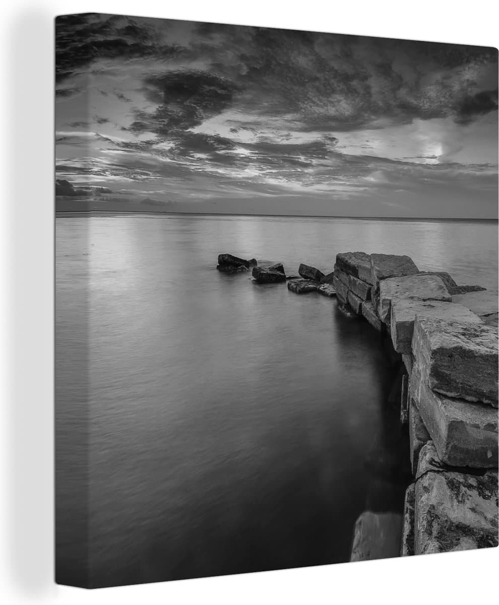 Canvas Schilderij Stenen pad naar de zee - 20x20 cm - Wanddecoratie