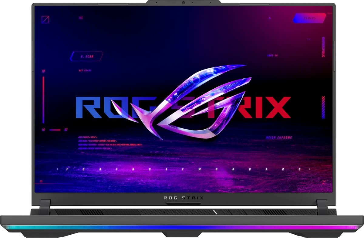 ASUS ROG Strix G16 G614JIR-N4139W Intel® Core™ i9 i9-14900HX Laptop 40,6 cm (16") WQXGA 16 GB DDR5-SDRAM 2 TB SSD NVIDIA GeForce RTX 4070 Wi-Fi 6E (802.11ax) Windows 11 Home Nederlands Zwart, Grijs