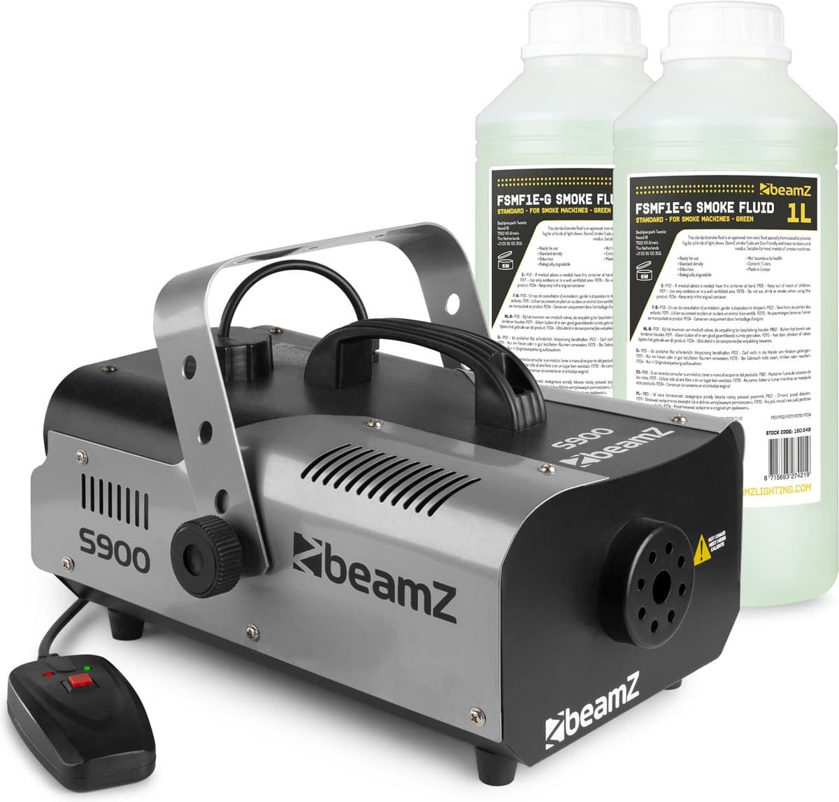 BeamZ S900 rookmachine met 2 liter rookvloeistof en afstandsbediening - 900W
