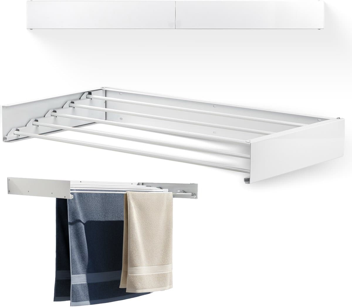 Goodly® High quality Wanddroogrek - Droogrek muur inklapbaar - Wasrek - Wasdroogrek buiten - QUALITY 6m - drooglijn - Wit