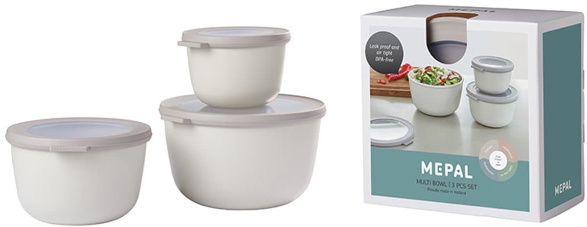 Mepal - Multikom Cirqula vershouddoos set - 500 + 1000 + 2000 ml - Rond - Nordic white