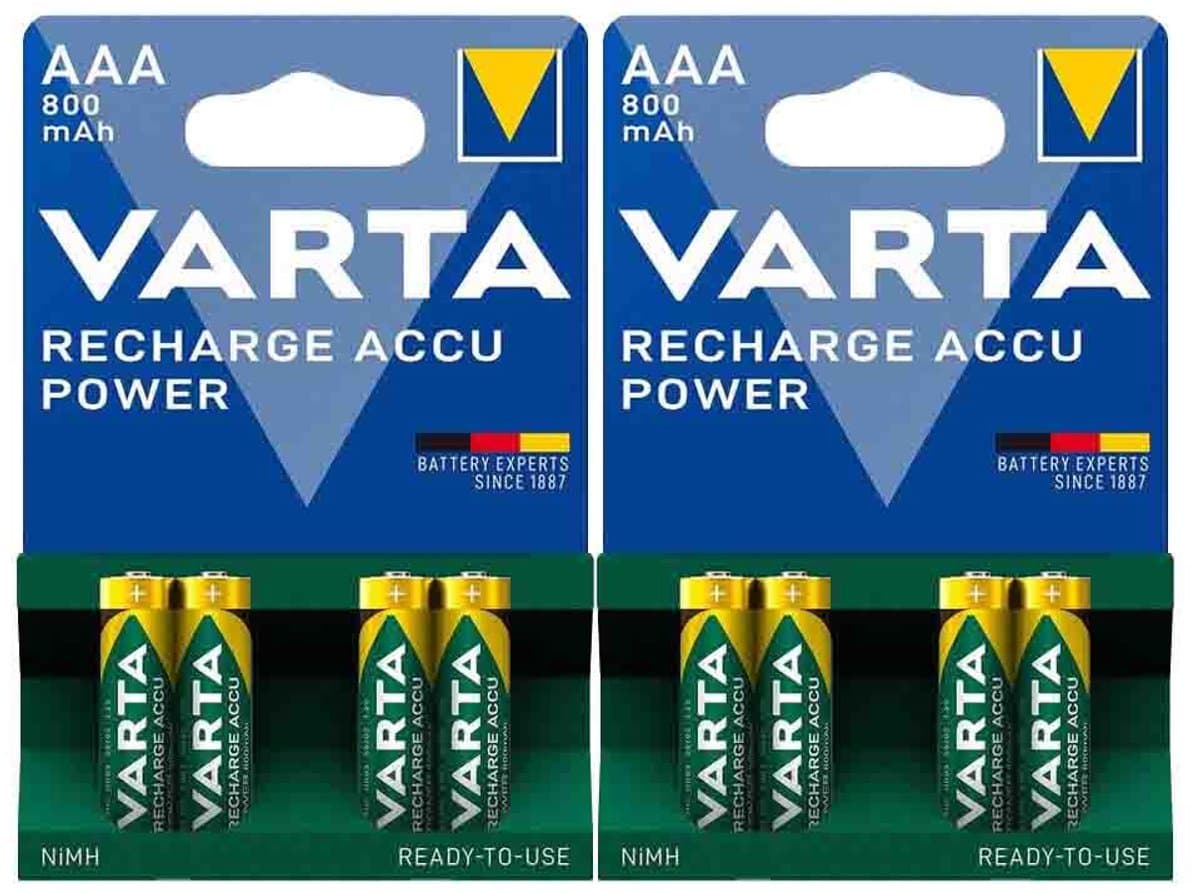 Varta Recharge Accu Power Oplaadbare Batterijen AAA 800mAh - 2 x 4 stuks - Voordeelverpakking