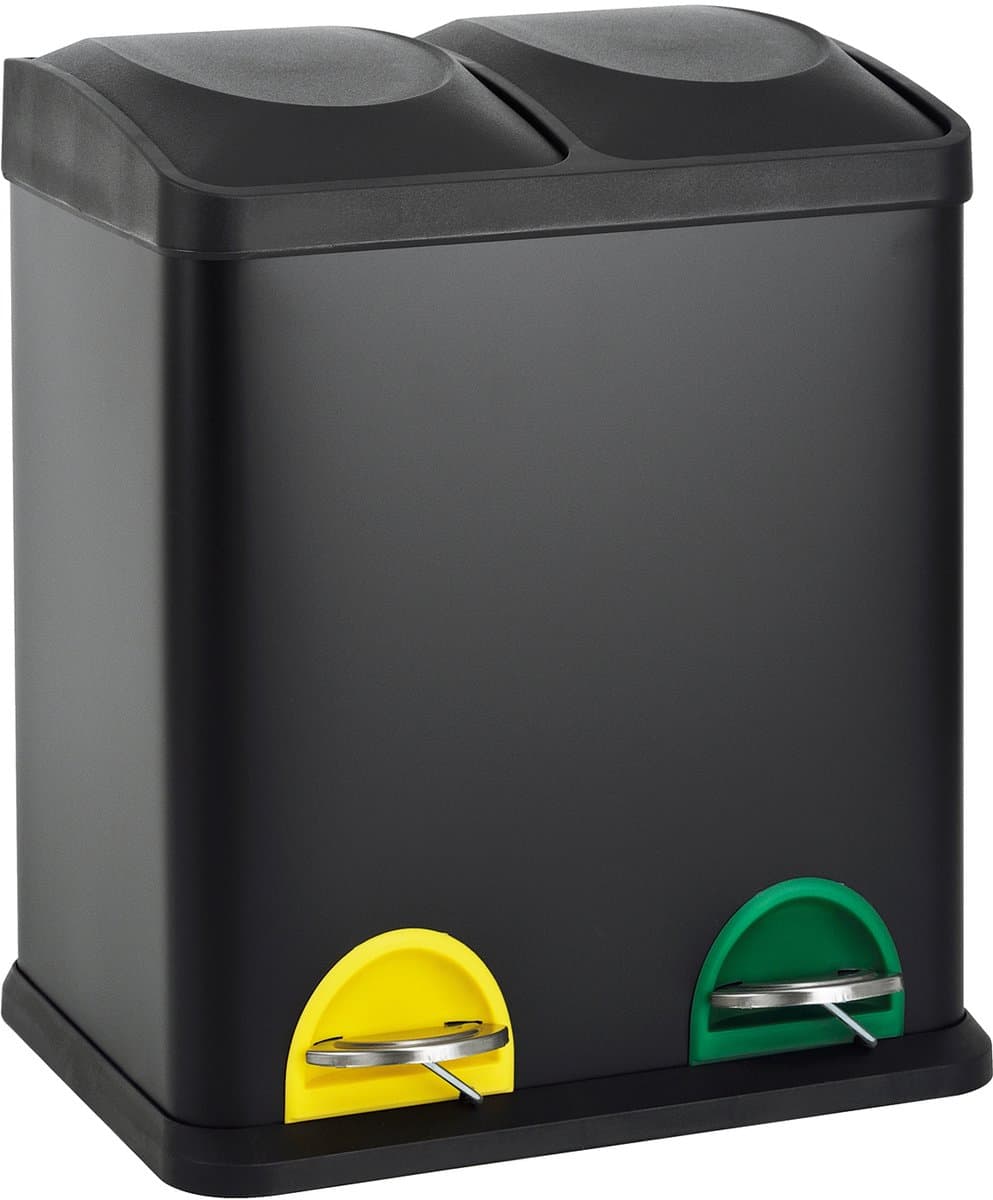 SVITA TC2X15 afvalbak 30 liter - 2x15 liter pedalemmer prullenbak Zwart