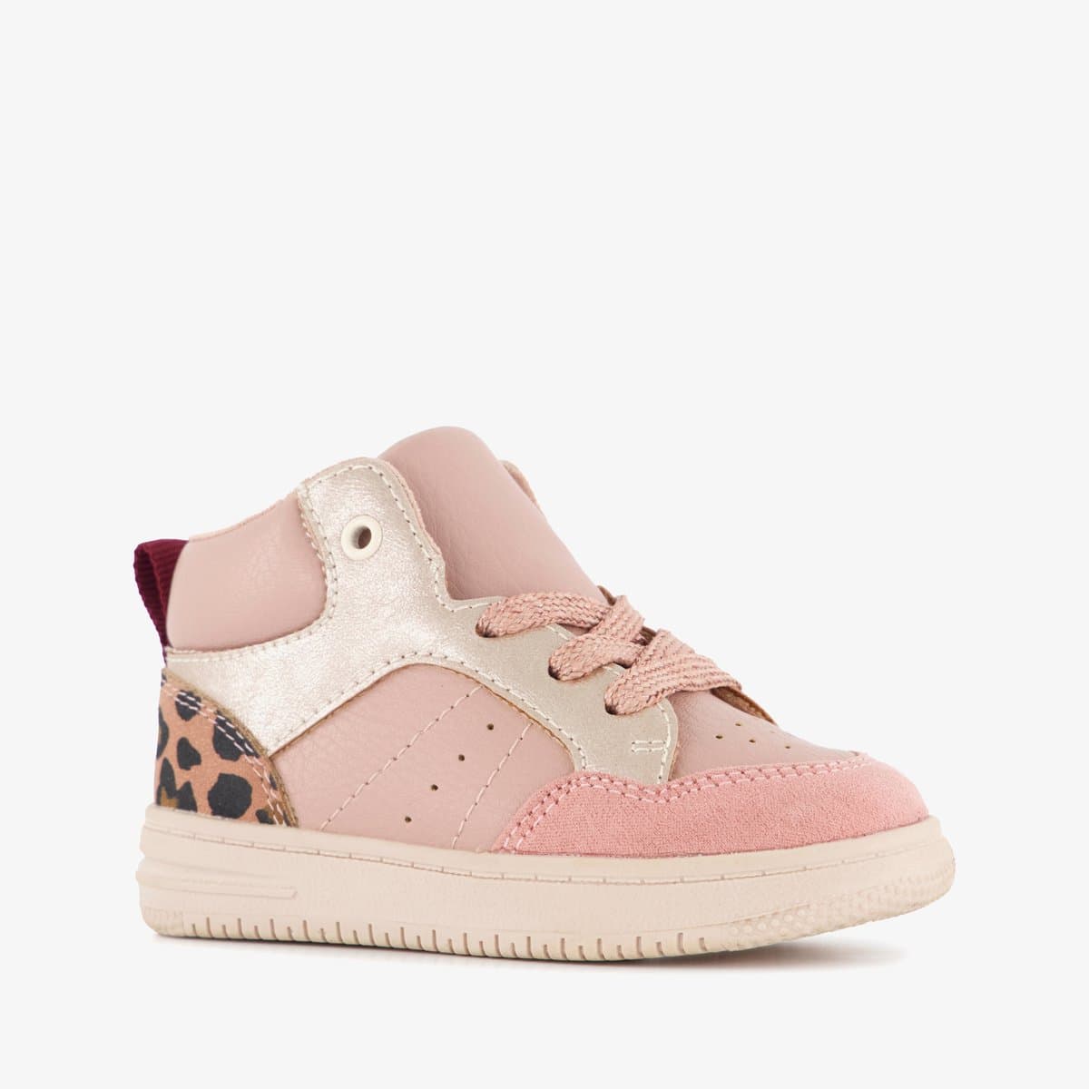 Blue Box hoge meisjes sneakers met luipaardprint roze - Maat 24 - Uitneembare zool