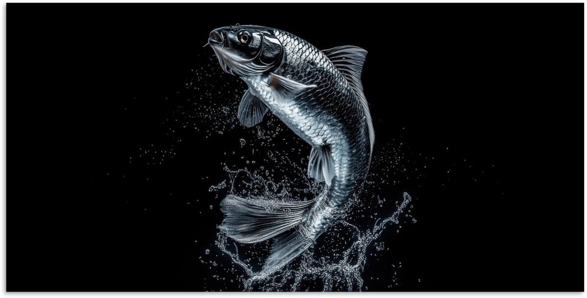 Poster 150x75 cm - Vis - Koi - Zwart - Water - Posters - Kamer decoratie - Wanddecoratie woonkamer - Muurdecoratie slaapkamer
