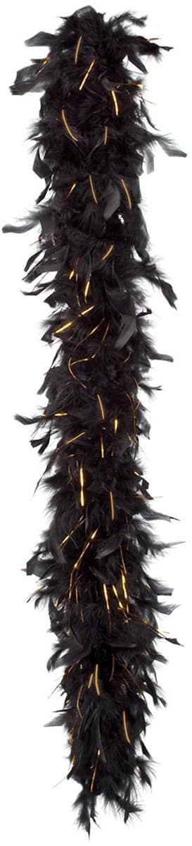 Boland Kerst boa - veren - zwart/goud - 180 cm - 50 gram - kerstboomversiering - kerstslinger - kerstboa