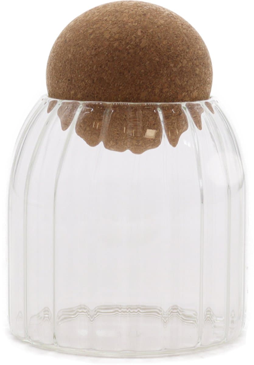 Cottage Kurkballetje Glazen Pot - Geribbeld - 10cm