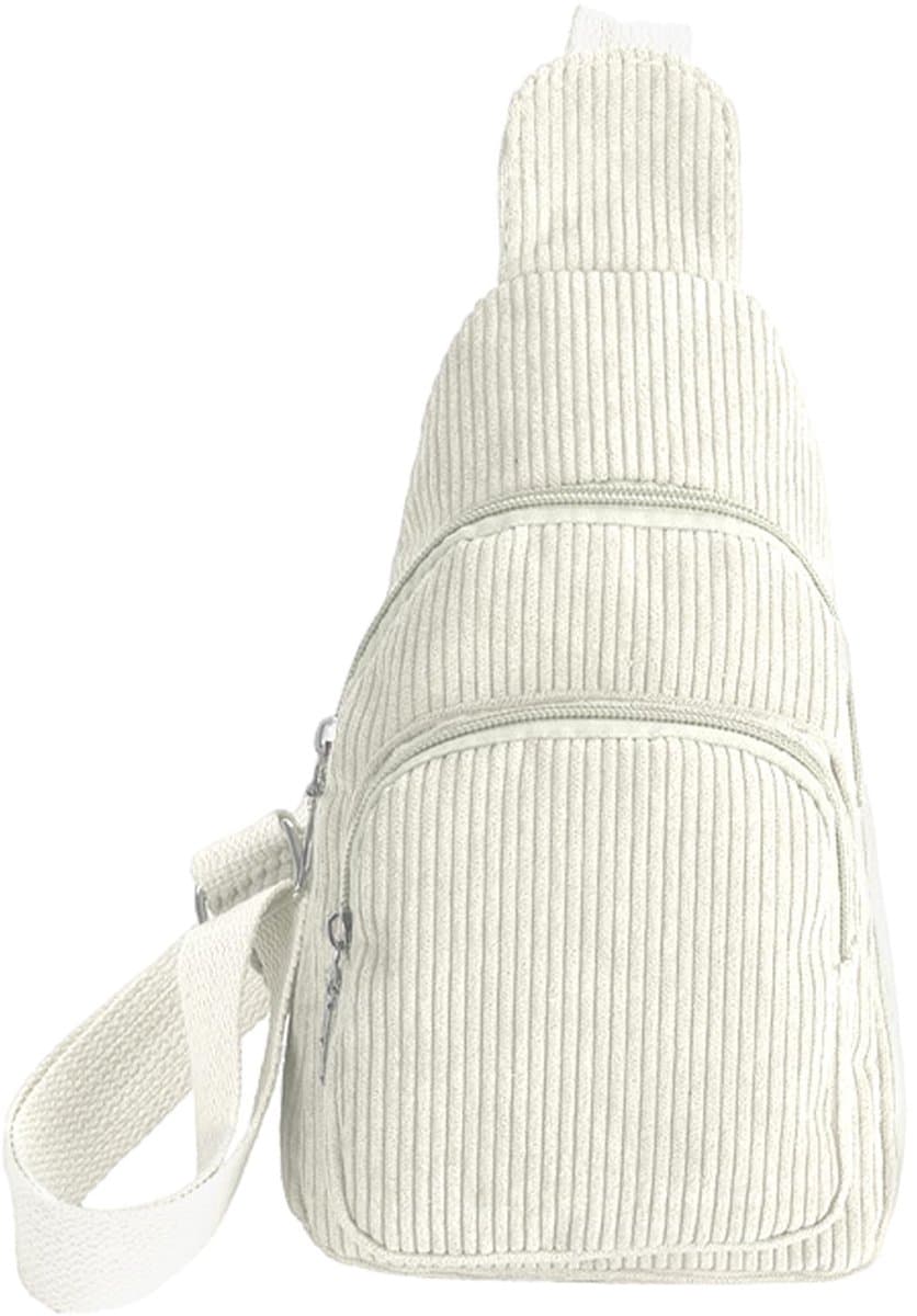 Ibenzoa® Trendy Corduroy Crossbody Tas met Verstelbare Riem voor Dagelijks Gebruik
