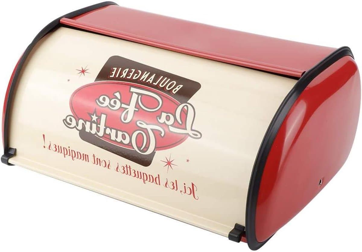 Allecto plus - Broodbak met antislip onderkant van hoogwaardig metaal - Grote opbergbox voor brood en koekjes - Keukenaccessoires in rood/blauw met zoekwoorden: opbergbox, keukenaccessoires, broodbewaarder.