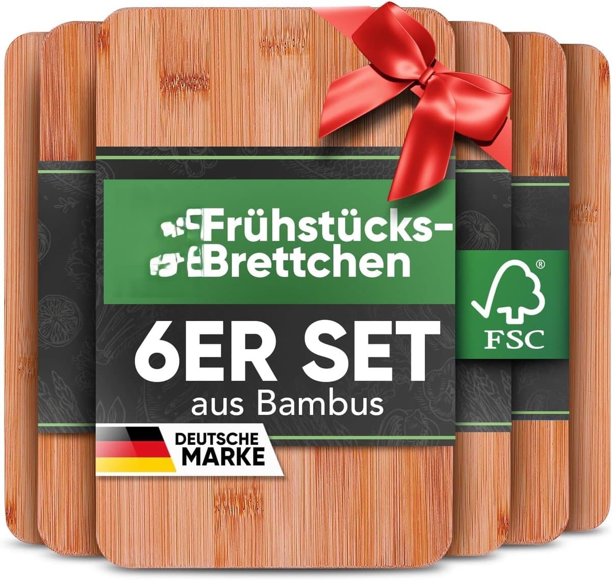 PromoHome Bamboe Snijplank Set van 6 - 22x14cm Houten Ontbijtplankjes - Antibacterieel Keukenplankje - Multifunctioneel Serveerbord - Milieuvriendelijk Bamboehout
