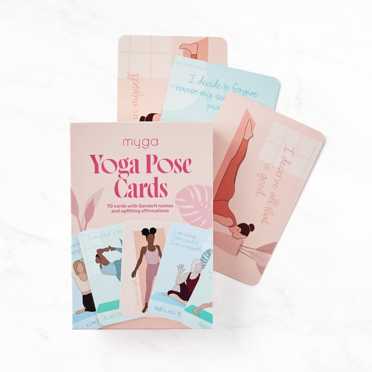 Yoga Houding Kaarten - Affirmaties - 70 kaarten - Yoga Pose Cards - Engelstalig