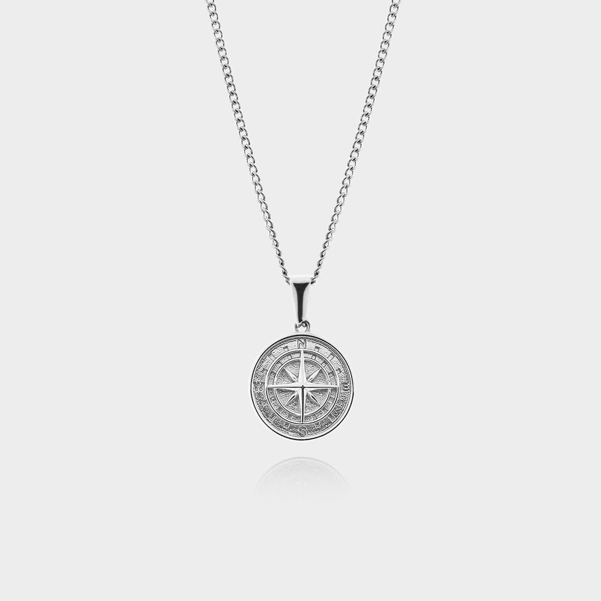 Kompas Hanger Ketting - Zilveren Compass Pendant Ketting - 50 cm lang - Ketting Heren met Hanger - Griekse Mythen - Olympus Jewelry