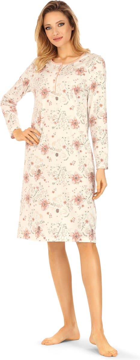Ascafa Nachthemd 'Light Blossom' - Lange Mouw - Maat 50