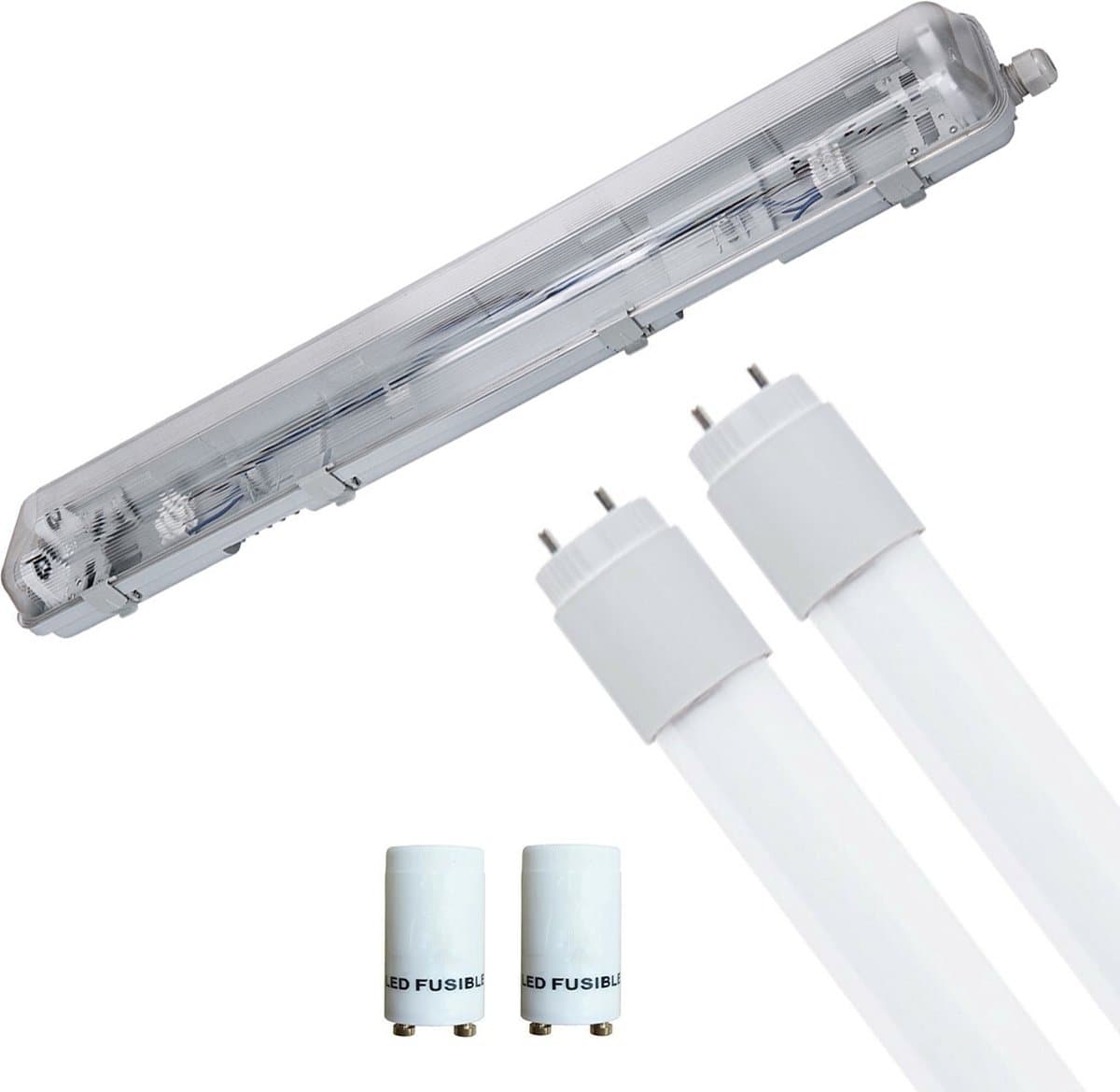 LED Waterdichte TL Armatuur met T8 Buizen - Velvalux Strela - 60cm - Dubbel - Koppelbaar - Waterdicht IP65 - 16W - Natuurlijk Wit 4200K