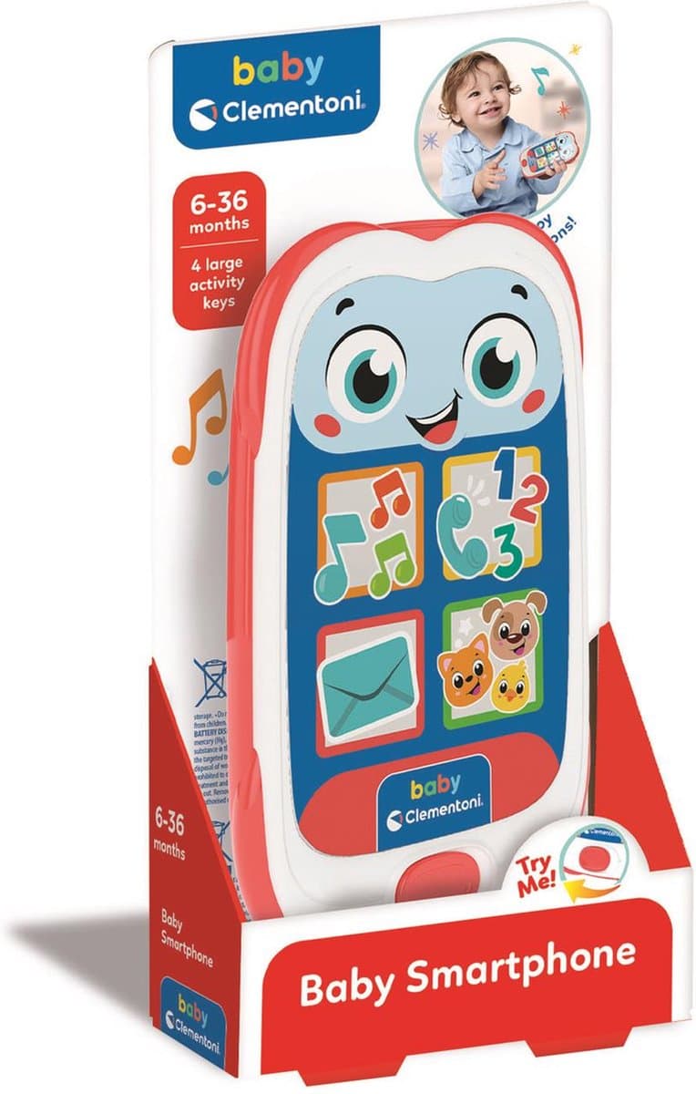 Baby Clementoni - Speelgoed telefoon - Baby Smartphone - Met dierengeluiden - 6 tot 36 Maanden