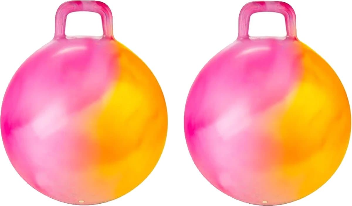 Skippybal marble - 2x - oranje/roze - D45 cm - buitenspeelgoed voor kinderen