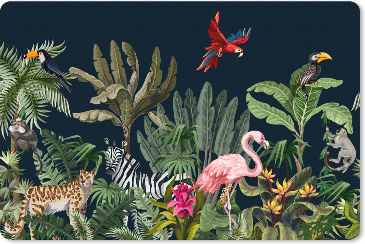 Muismat XXL 120x80 cm - Bureau onderlegger - Bureau mat Jungle - Planten - Dieren - Kinderen - Flamingo - Zebra - Bureaumat - Gaming mousepad xl - Bureaulegger groot - Computer deskmat