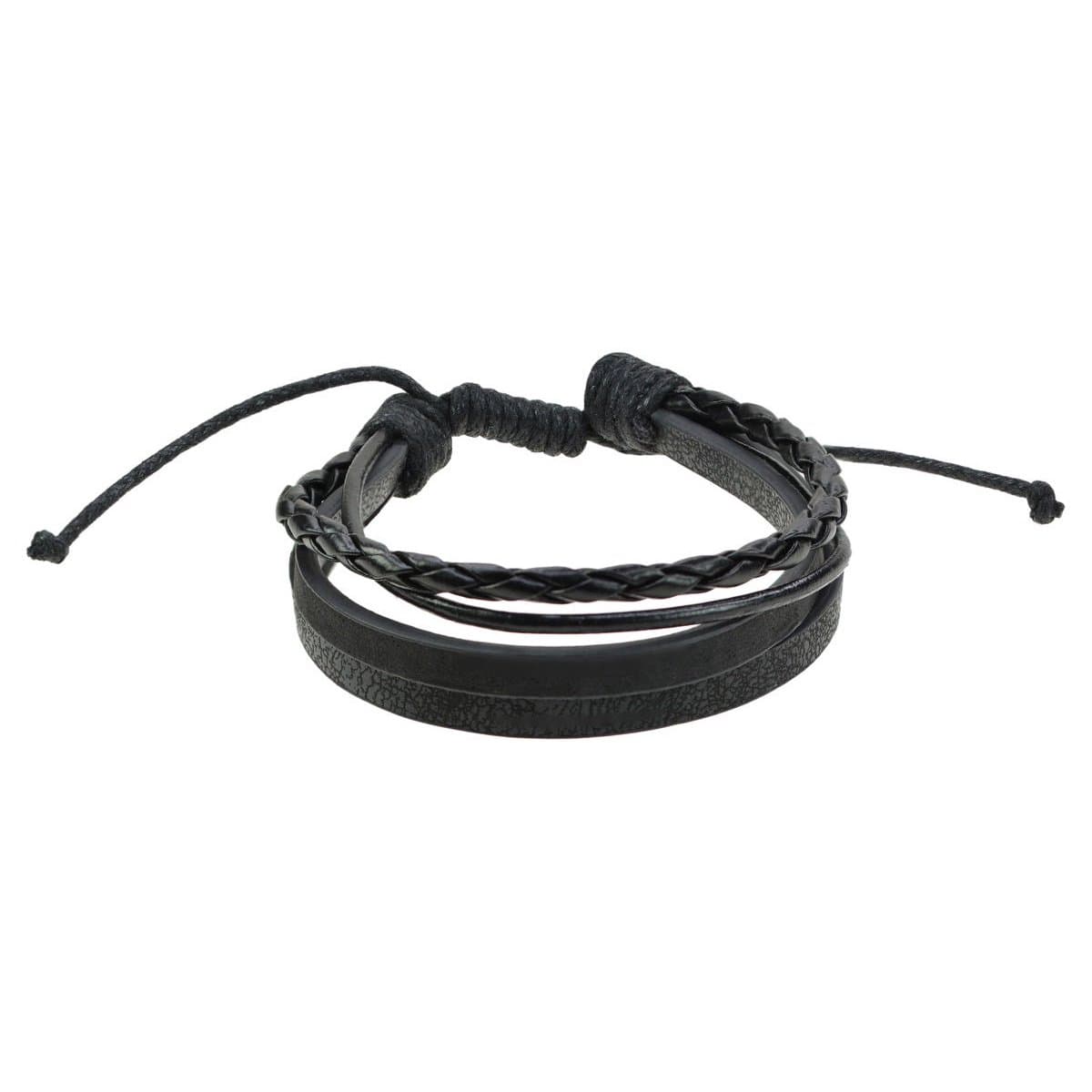 4 Leather Armband Zwart