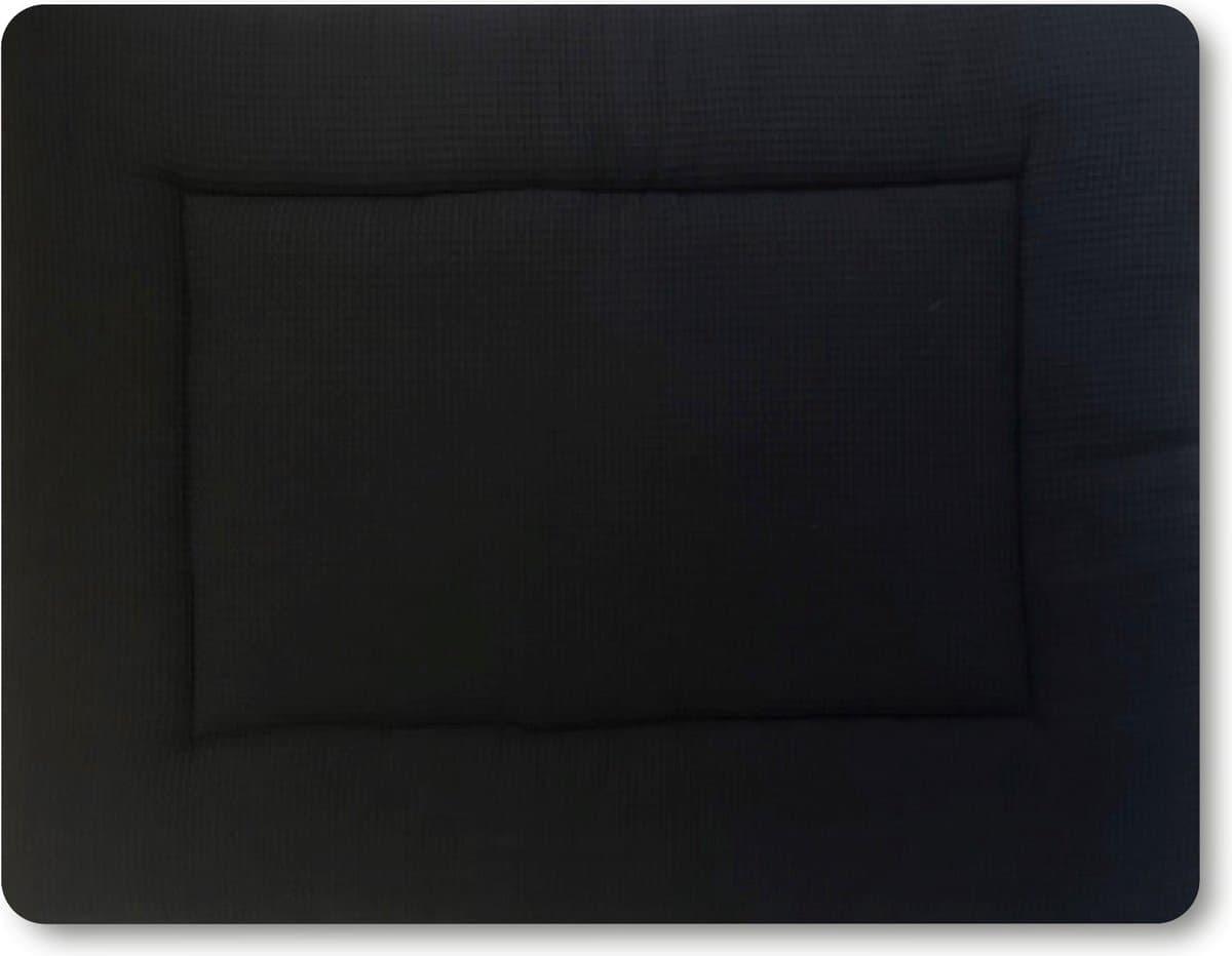 Boxkleed 75x95cm zwart wafelstof - Kl4vertje babyproducten