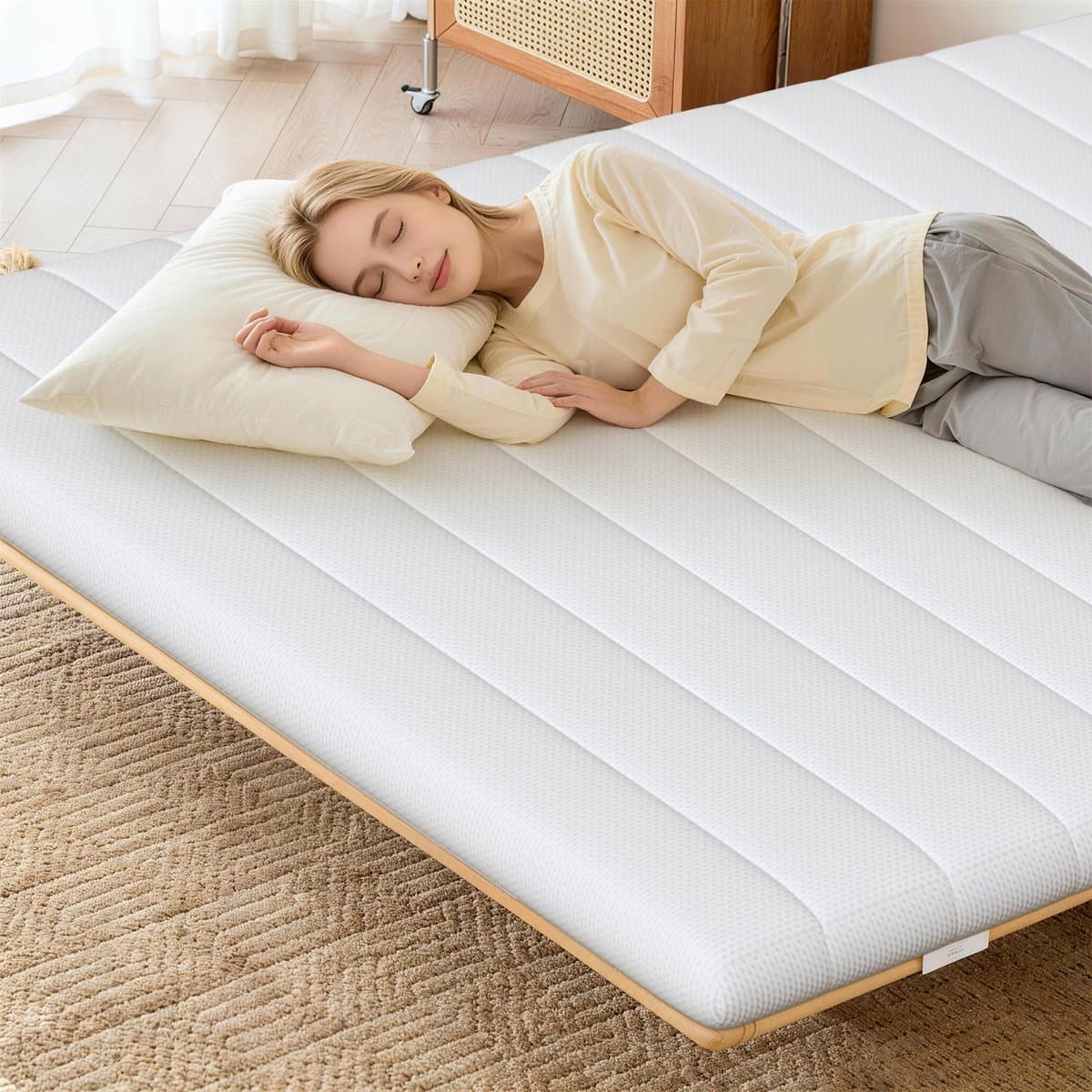 Elekiatech Topper 140x200 - Topmatrassen - Topdekmatras - 7-Zone Memory Foam Topper Matras - Dubbele Schuimlaag & Antislip - Ademend & Antiallergisch - Medium Hard - Medium Hardheid - 4.5 cm Dik