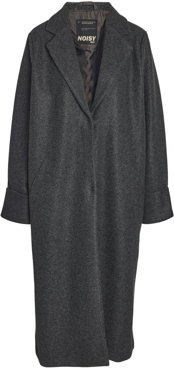 Noisy May NMCADDY L/S LONG COAT FWD NOOS Dames Lange jassen - antraciet - XS