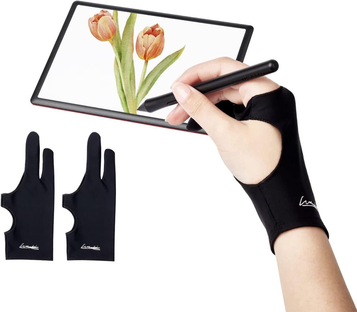 Digitale tekenhandschoen voor tablet en iPad – 2 stuks – Kunsthandschoen met twee vingers voor kunstenaars