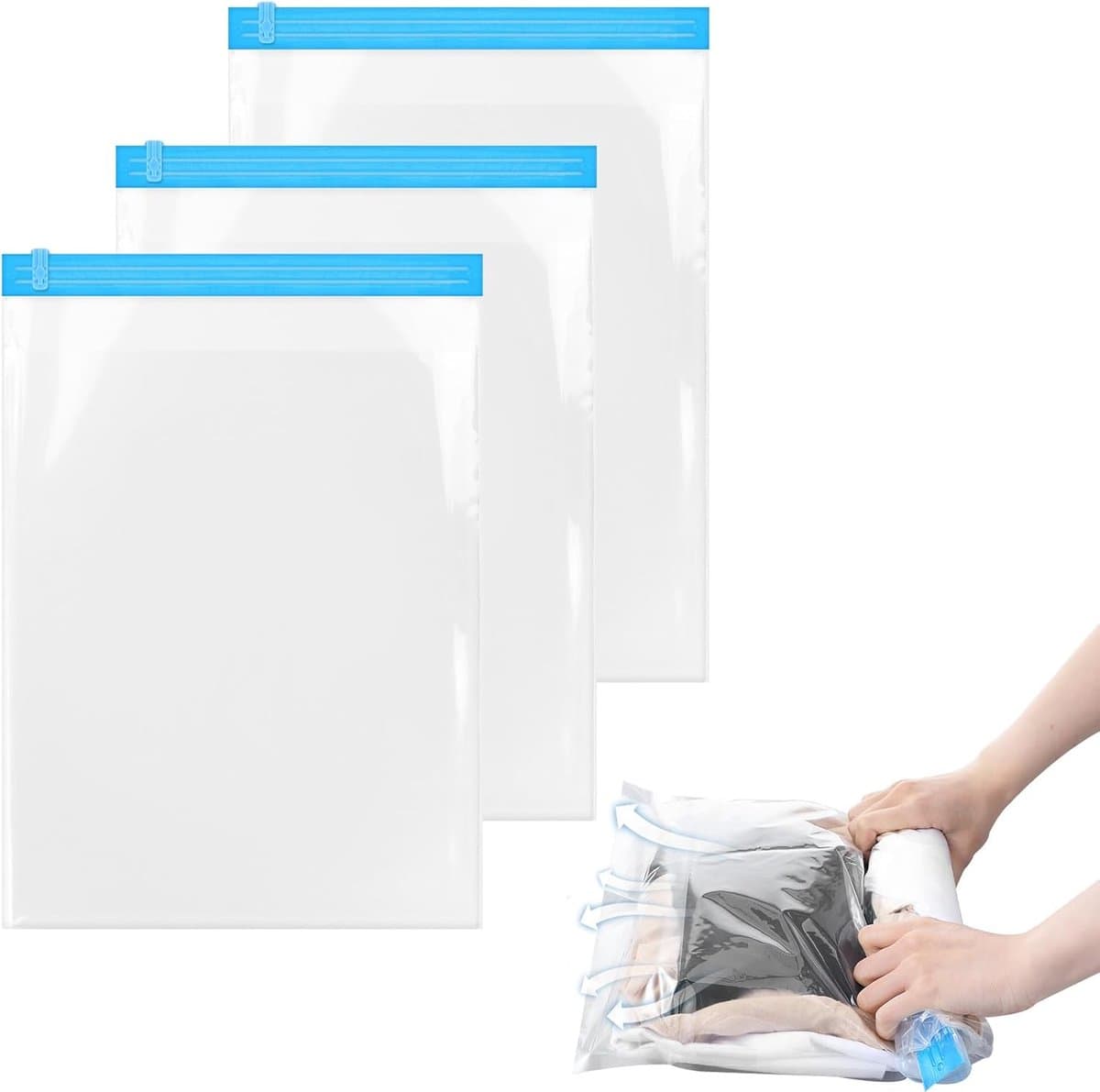 3-pack vacuüm opbergzakken, 80 x 60 cm, ruimtebesparende vacuüm opbergzakken, vacuümverzegelde zakken, ook geschikt voor kleding, meubels, kussens, dekens, beddengoed (zonder pomp)