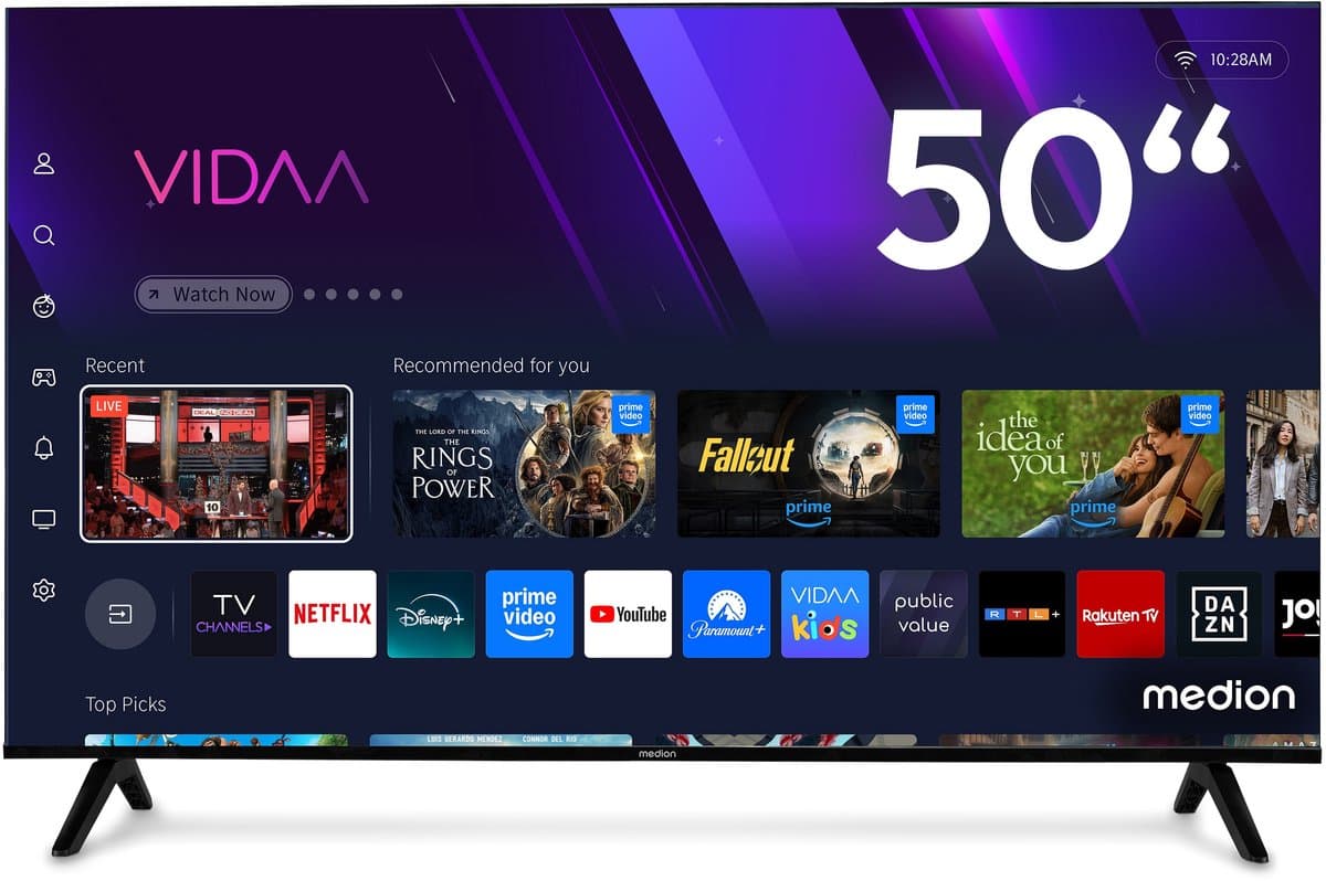 MEDION 125,7 cm (50″) Ultra HD TV (Smart-TV, 4K, HDR10, VIDAA Store, Prime Video, Disney+, DAZN, Paramount+, HbbTV, PVR, Bluetooth, MD 850301)