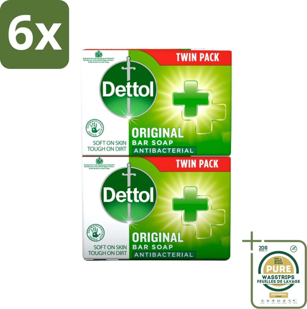 Dettol - Zeeptablet - Origineel - Antibacterieel - 2x 100g Zeeptabletten - Voordeelverpakking - 6 stuks - Dettol - Hygiëne