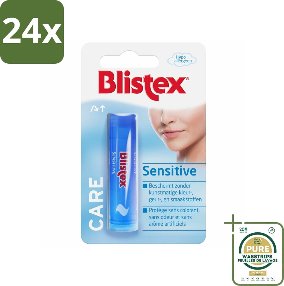 Blistex Lippenbalsem Sensitive - Voordeelverpakking - 24 stuks - Lippenverzorging - Hydraterende balsem