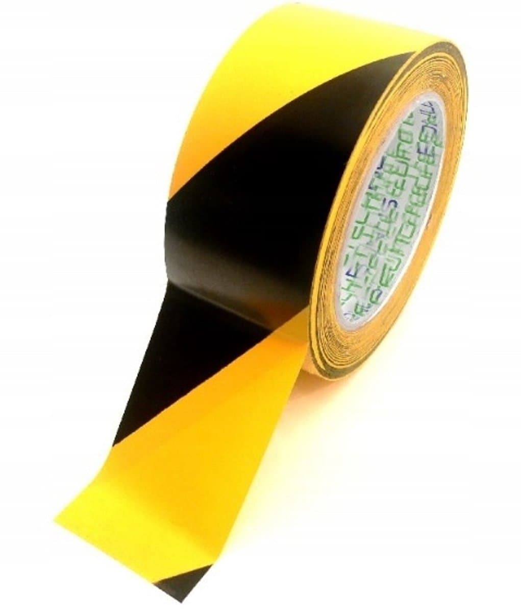 Waarschuwings tape geel/zwart 25mm x 33m - Hoge kleefkracht