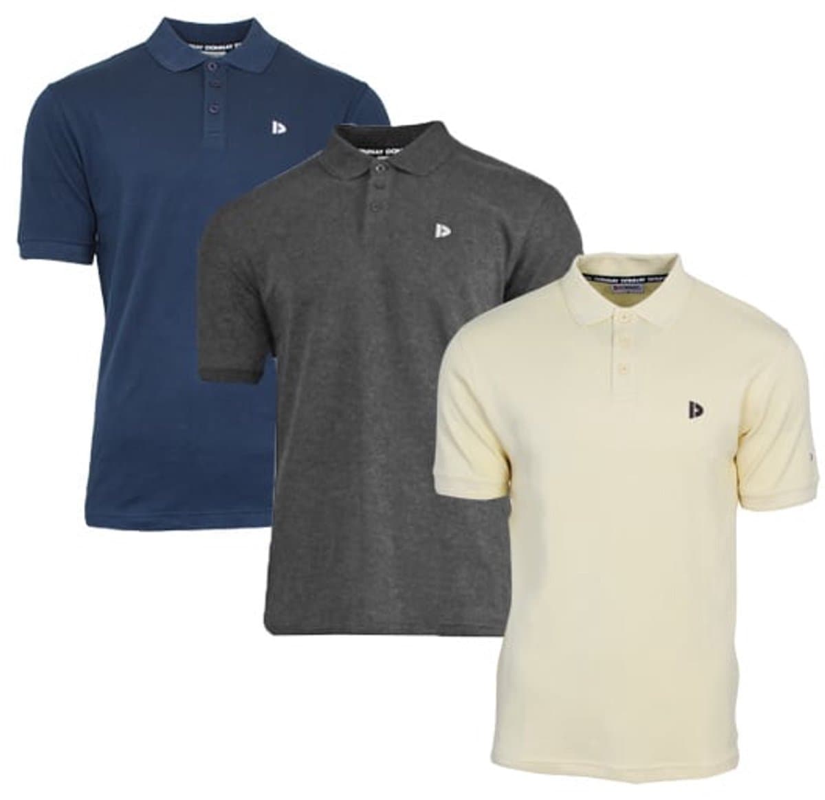 3-Pack Donnay - Polo (Noah) - Sportpolo - Heren - Navy/Charcoal/Pastel Yellow (757) - maat 3XL