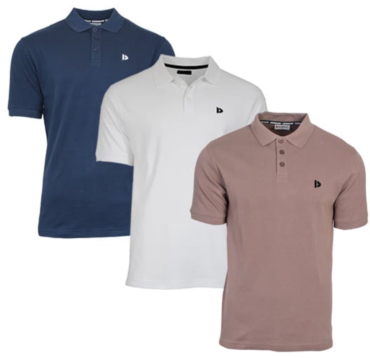 3-Pack Donnay - Polo (Noah) - Sportpolo - Heren - Navy/White/Taupe Grey (751) - maat L