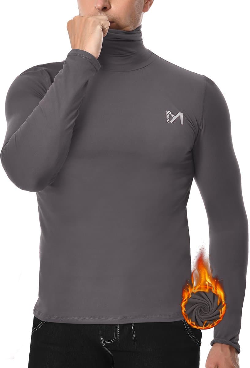 MEETHOO Heat Essentials -Thermo Ondergoed Heren - ThermoShirt Heren - Thermokleding Heren - Thermo Shirt Heren Lange Mouw-Grijs-XL