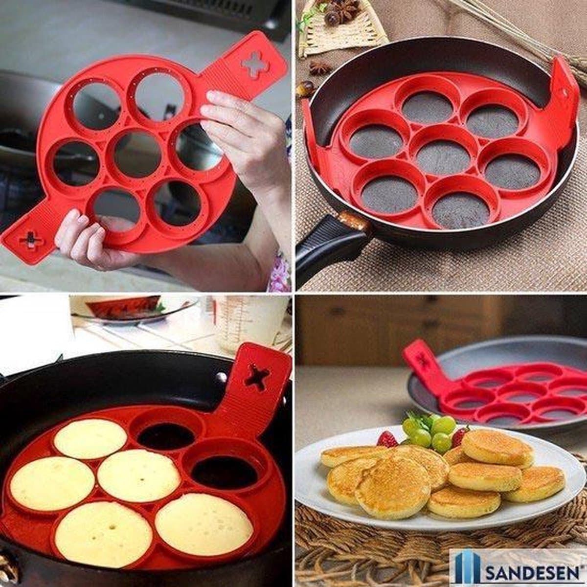 Sandesen® Siliconen pannenkoek bakvorm - Ø23 cm - Geschikt voor 7 pannenkoeken