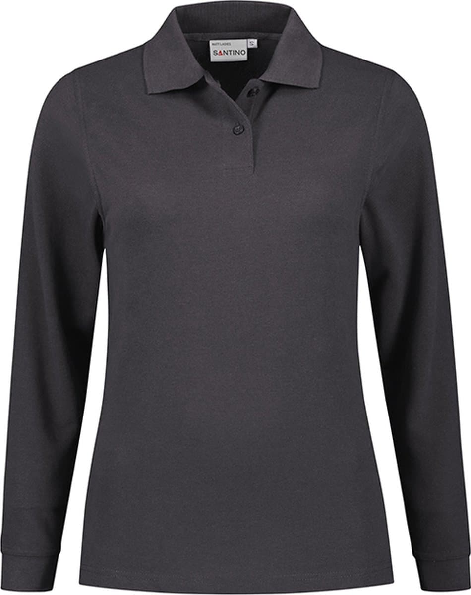 Santino Matt Polo-shirt lange mouwen - Antraciet - L