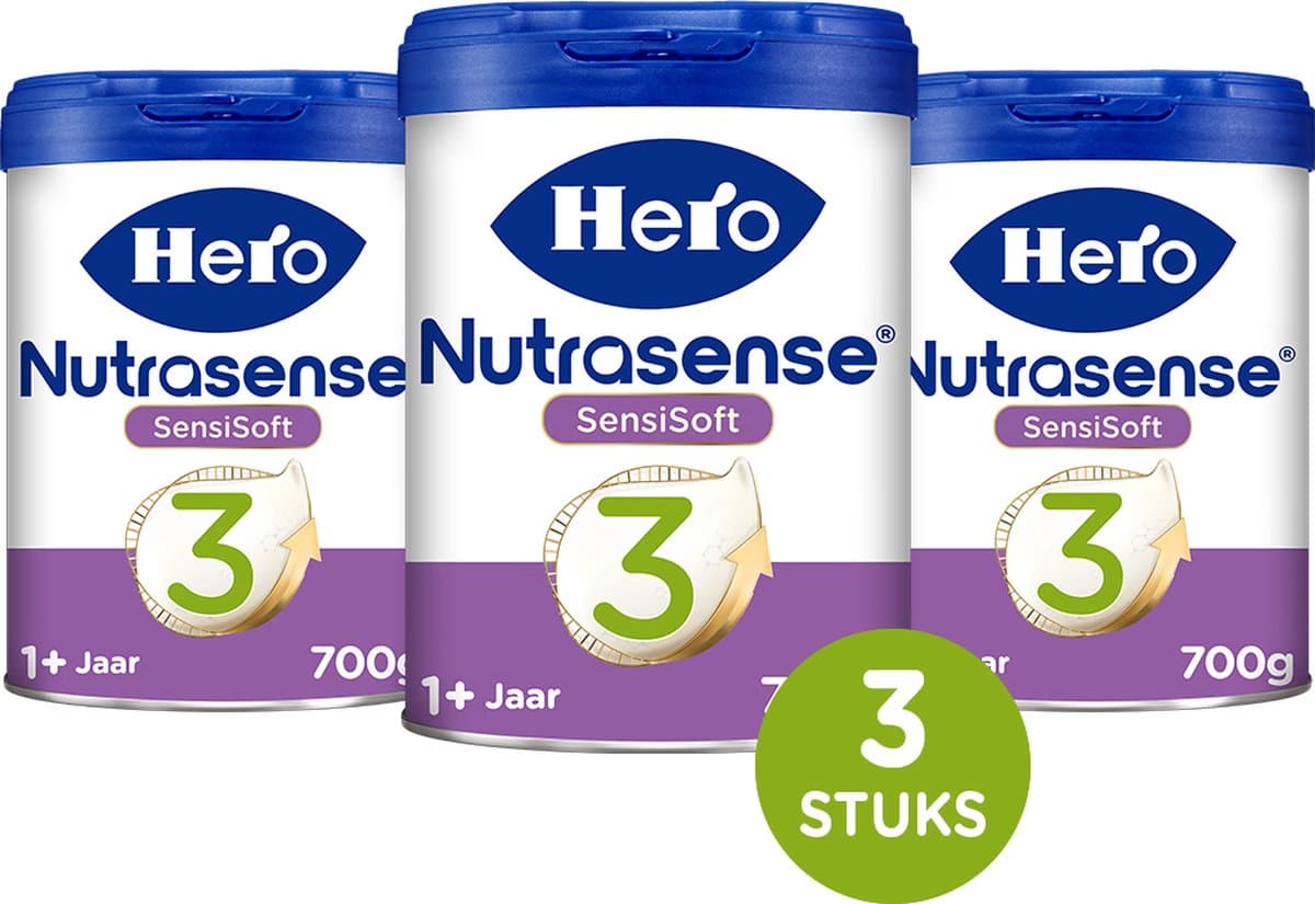 Hero Nutrasense SensiSoft 3 (1+ jaar) - Peutermelk - Flesvoeding - 3 x 700 gram